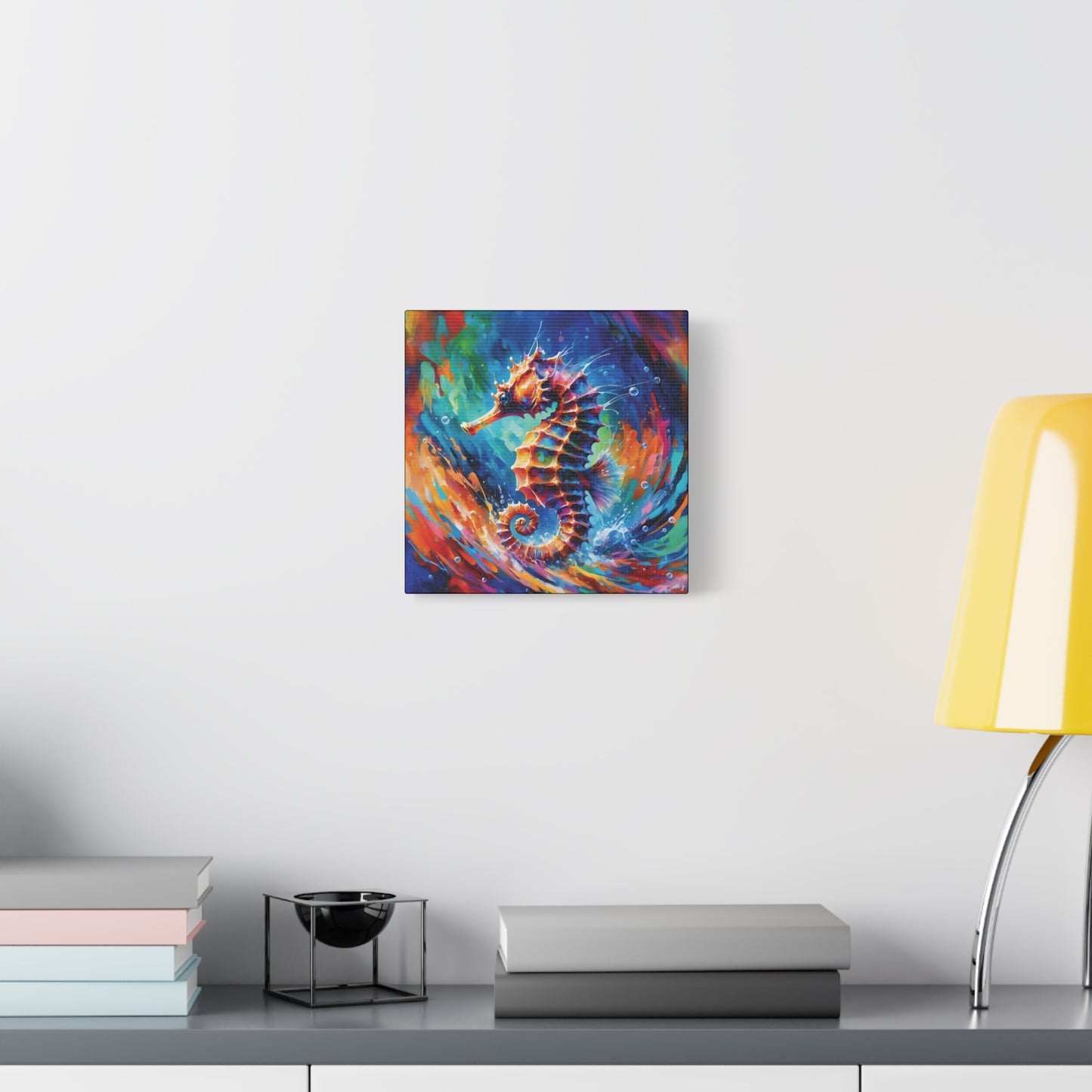 Expressionist Seahorse Canvas Wall Art - Stunning Aquatic Print