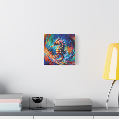 Expressionist Seahorse Canvas Wall Art - Stunning Aquatic Print