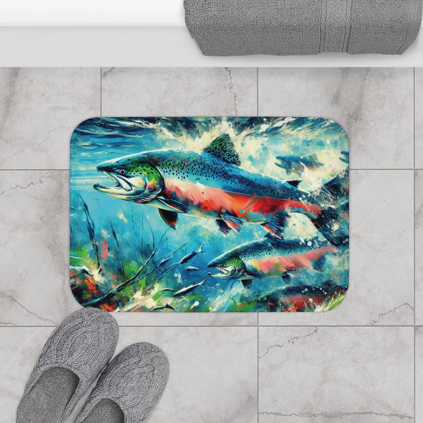 Salmon Returning Bath Mat