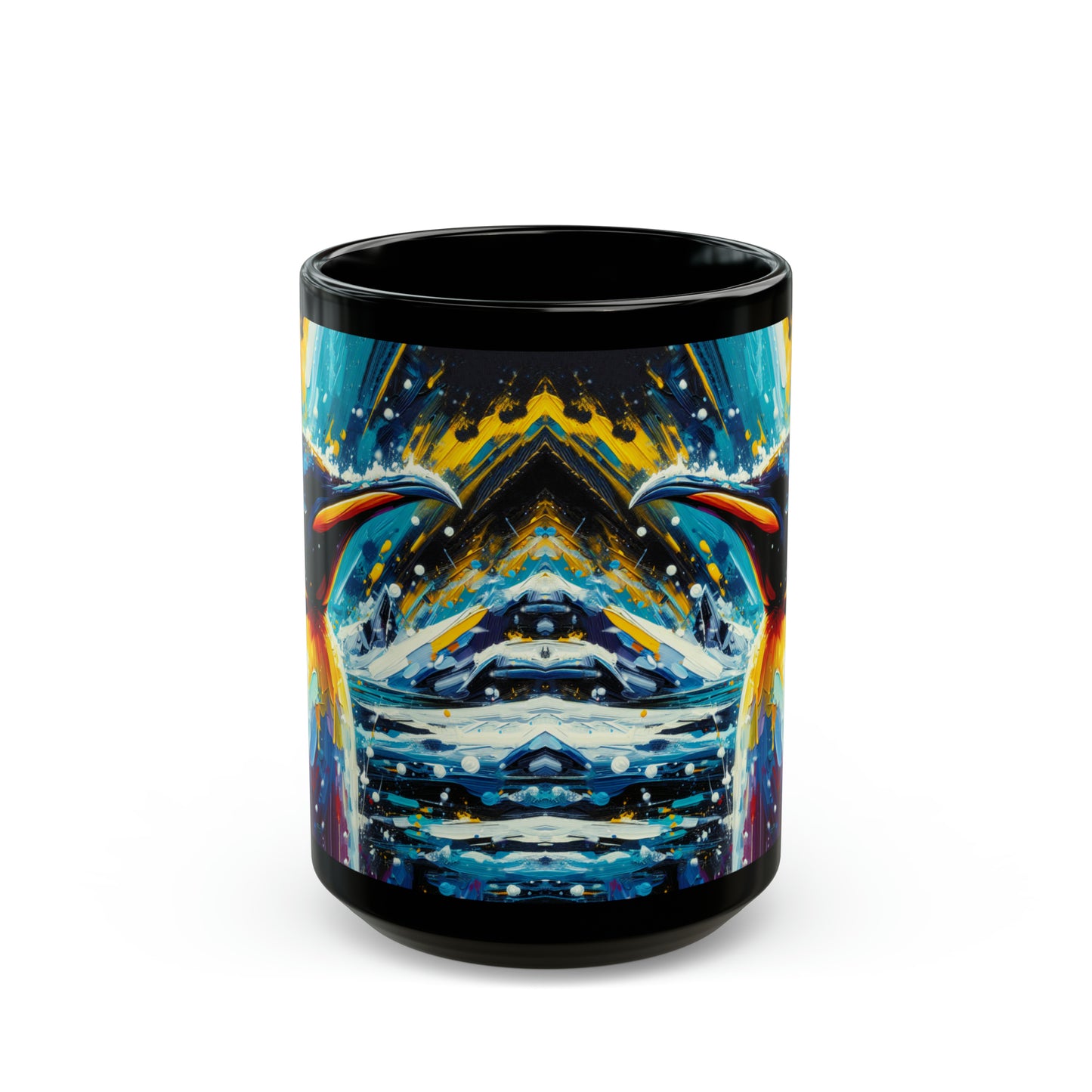 Emperor Penguin in Snowfall - Black Mugs (11oz, 15oz)