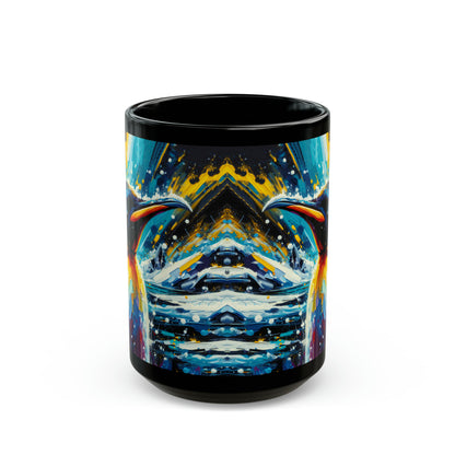 Emperor Penguin in Snowfall - Black Mugs (11oz, 15oz)