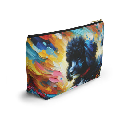 Black and White Poodle T-bottom Pouch | Perfect for Dog Lovers, Travel Accessory, Makeup Bag, Organizer