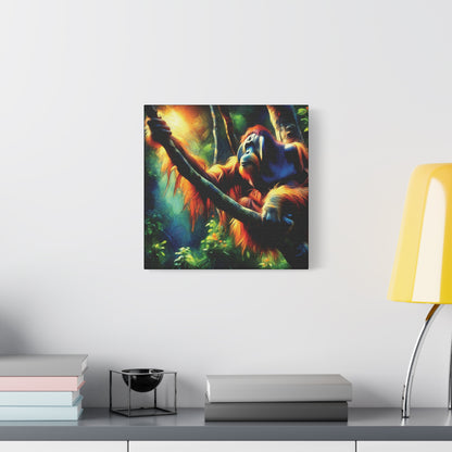 Orangutan in Tree Expressionist Canvas Art Print