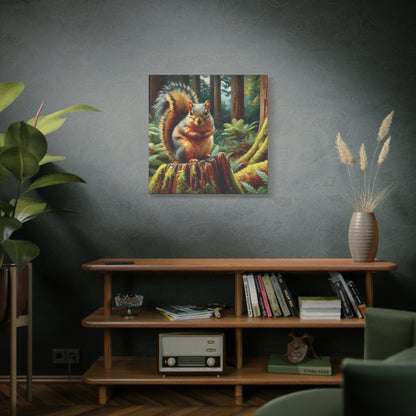 Douglas Squirrel in Olympic National Forest Impressionist Canvas Art Print