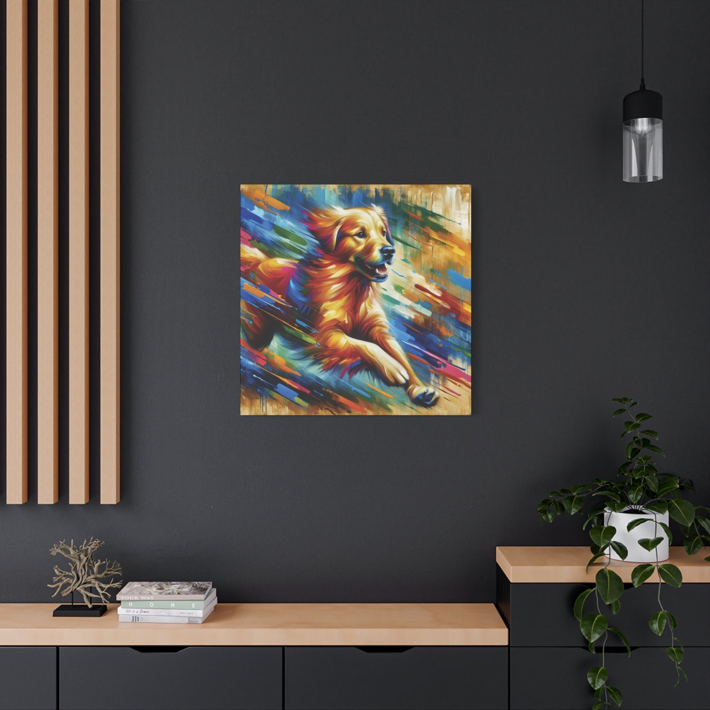 Golden Retriever Greeting Expressionist Canvas Art Print