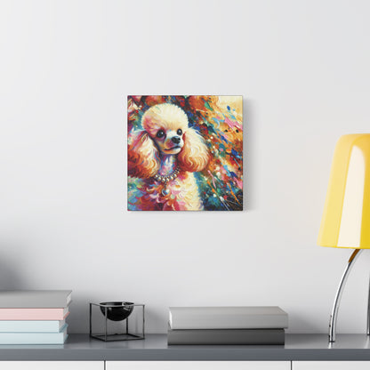 Cream Poodle with Pearls Expressionist Canvas Art Print