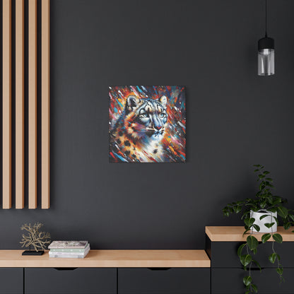 Colorful Snow Leopard Expressionist Canvas Wall Art