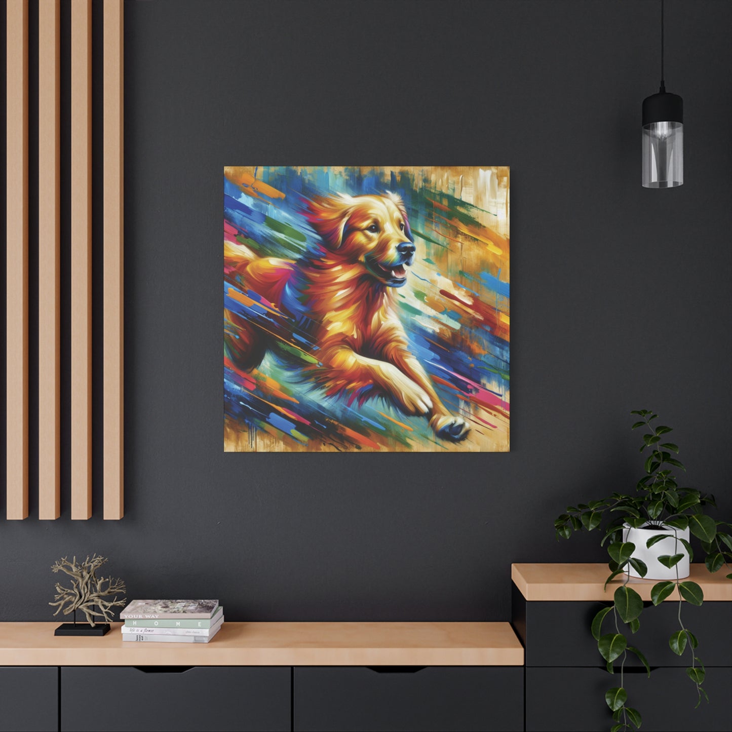Golden Retriever Greeting Expressionist Canvas Art Print