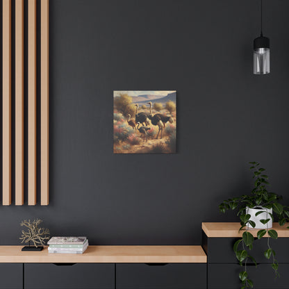 Ostrich Flock Impressionist Canvas Wall Art