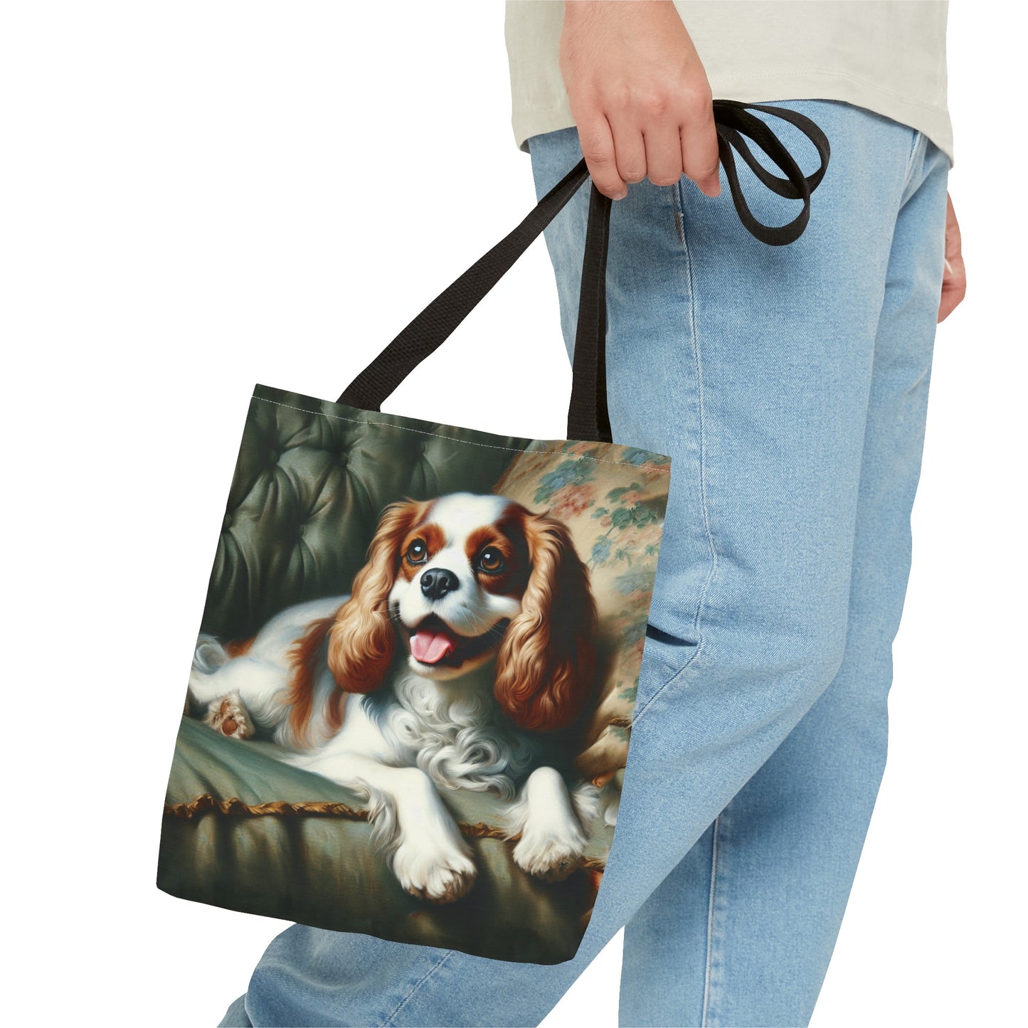 Cavalier King Charles Spaniel on Sofa - Tote Bag