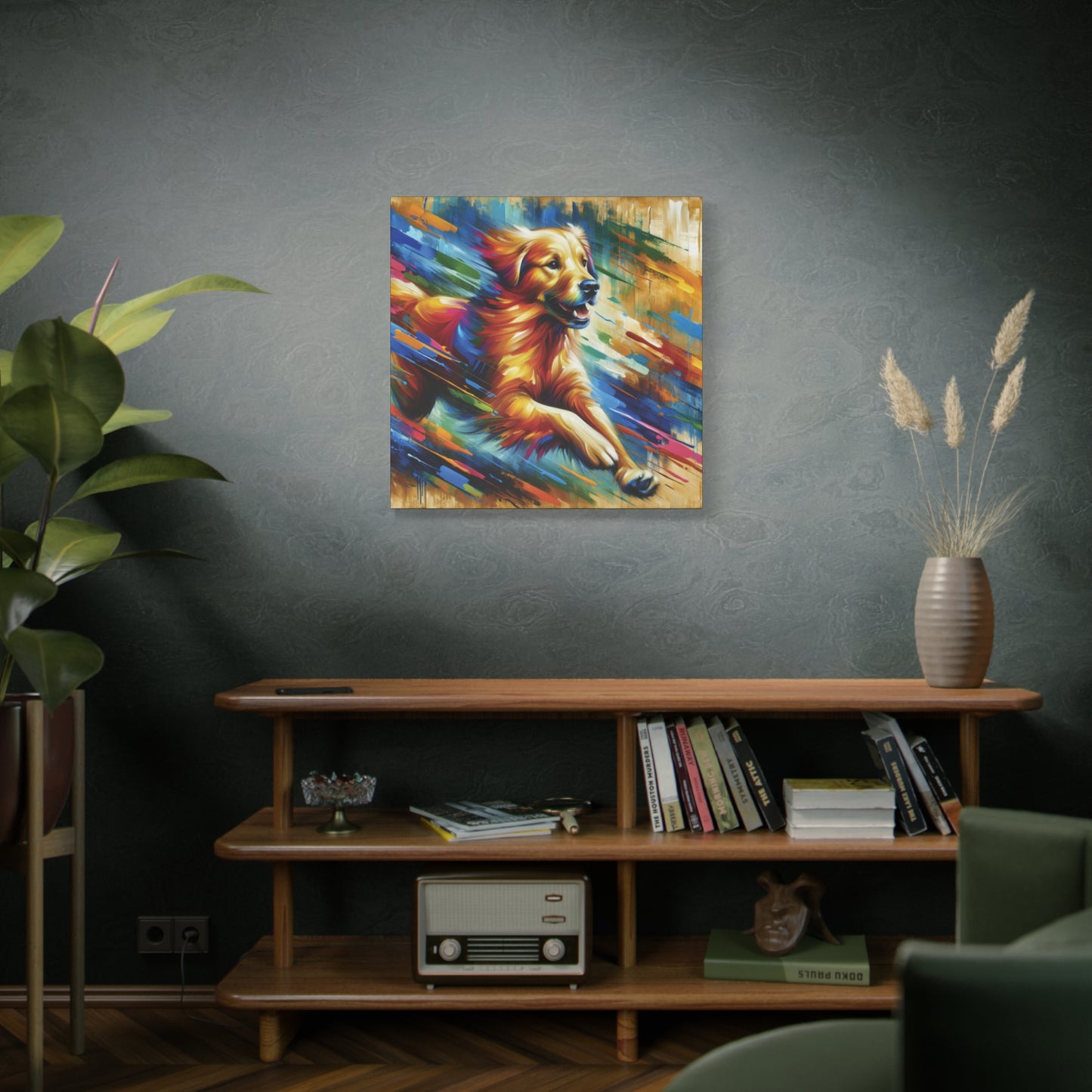 Golden Retriever Greeting Expressionist Canvas Art Print