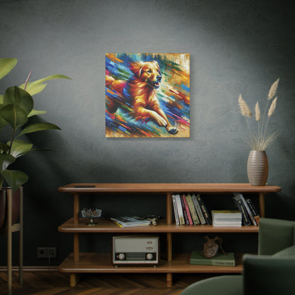 Golden Retriever Greeting Expressionist Canvas Art Print
