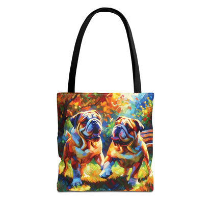 Playful Bulldogs - Colorful Artistic Tote Bag