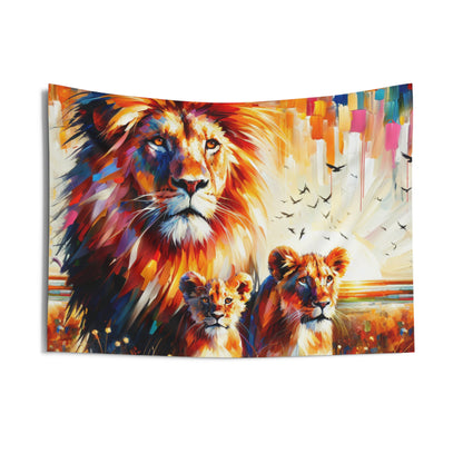 Lion Family Indoor Wall Tapestries