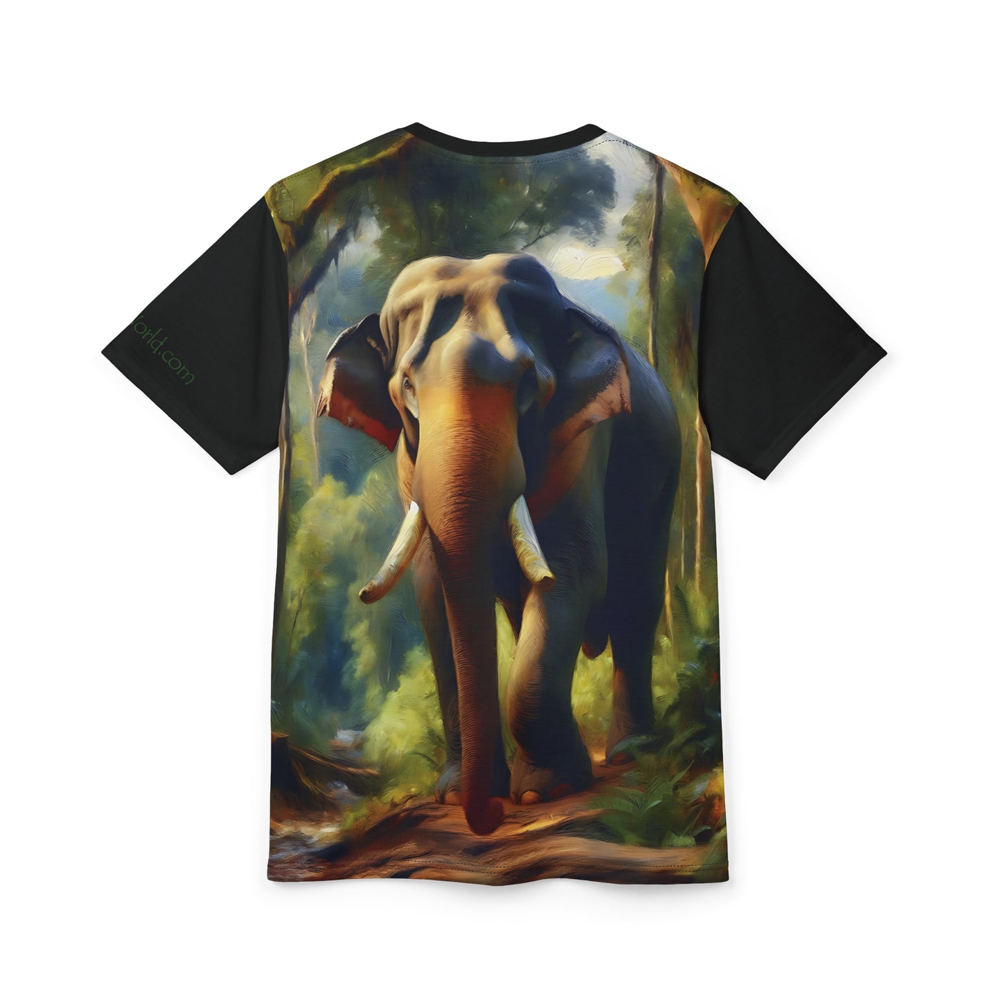Asiatic Bull Elephant Vibrant Art Tee | Colorful Unisex Cut & Sew T-Shirt, Wildlife Apparel, Unique Graphic Tee, Birthday Gift