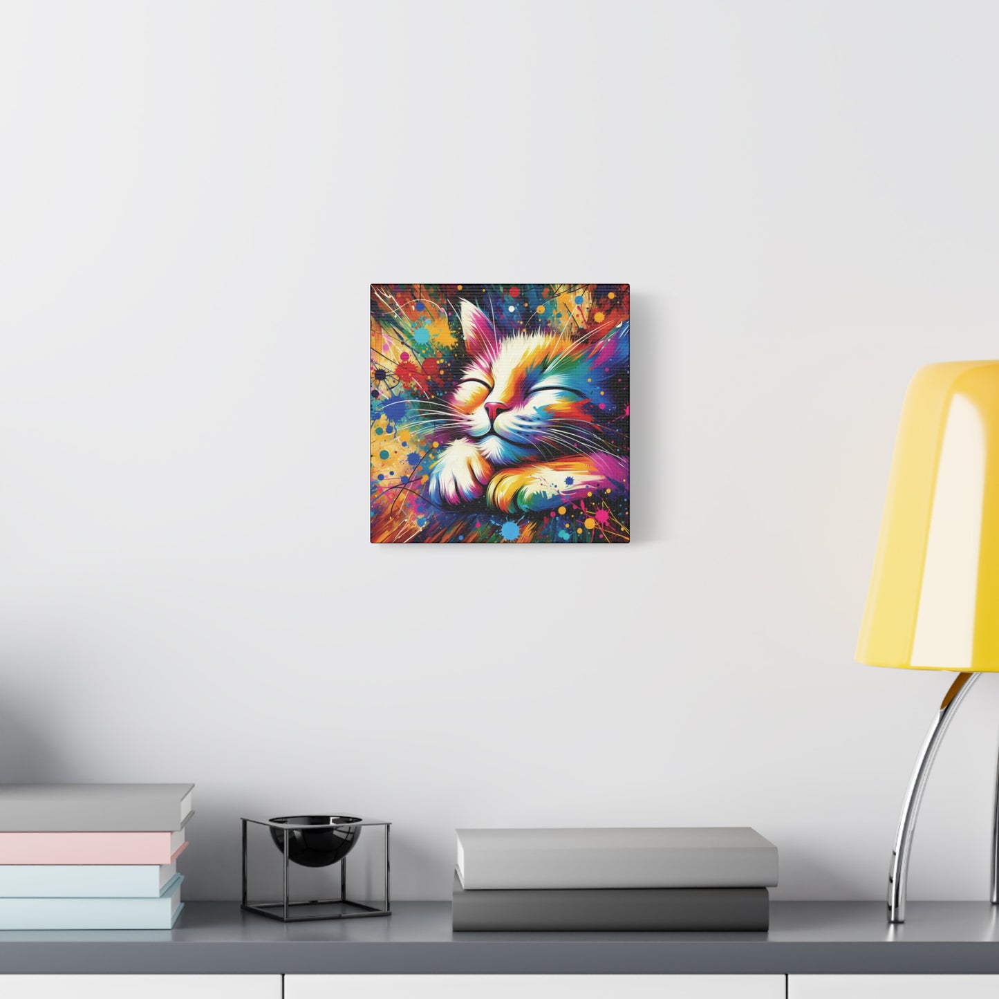 Canvas Wall Art - Contented Cat - Modern Impressionist Art Style