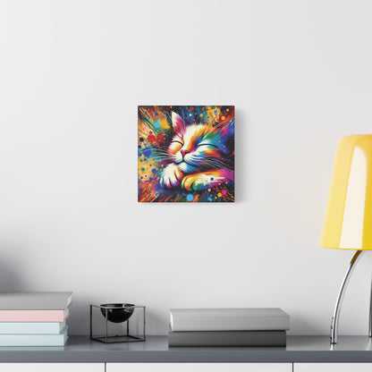 Canvas Wall Art - Contented Cat - Modern Impressionist Art Style