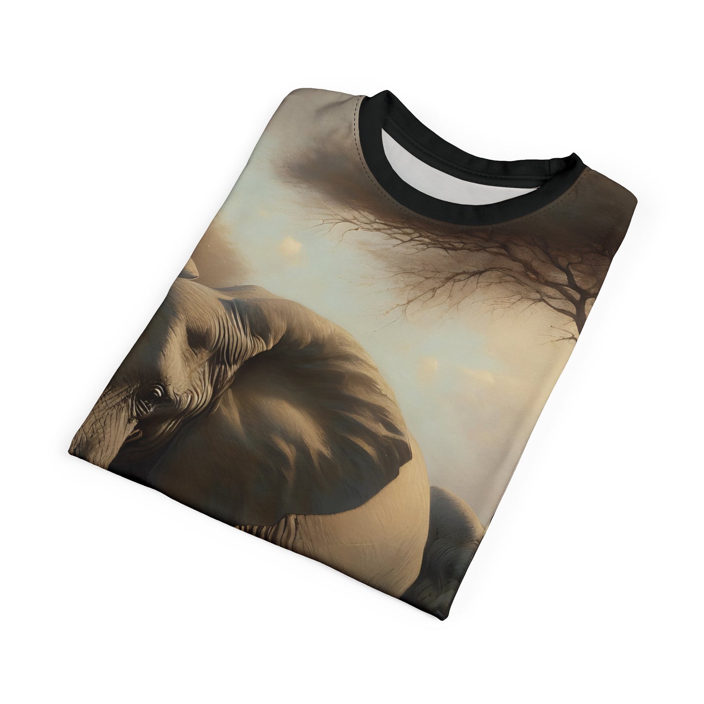 African Elephant Family Art Tee | Unisex Cut & Sew T-Shirt, Wildlife Apparel, Unique Graphic Tee, Birthday Gift