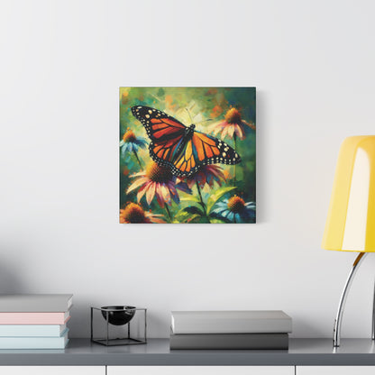 Butterfly Canvas Wall Art - Monarch Butterfly with Echinacea