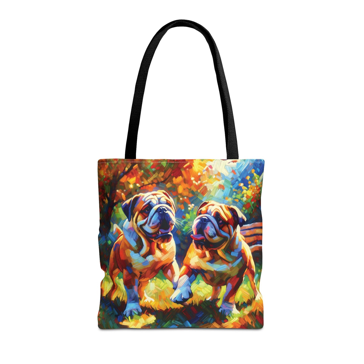 Playful Bulldogs - Colorful Artistic Tote Bag