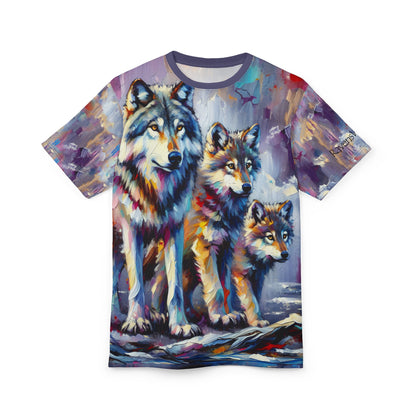 Wolf with Juveniles - Unisex Cut & Sew Tee