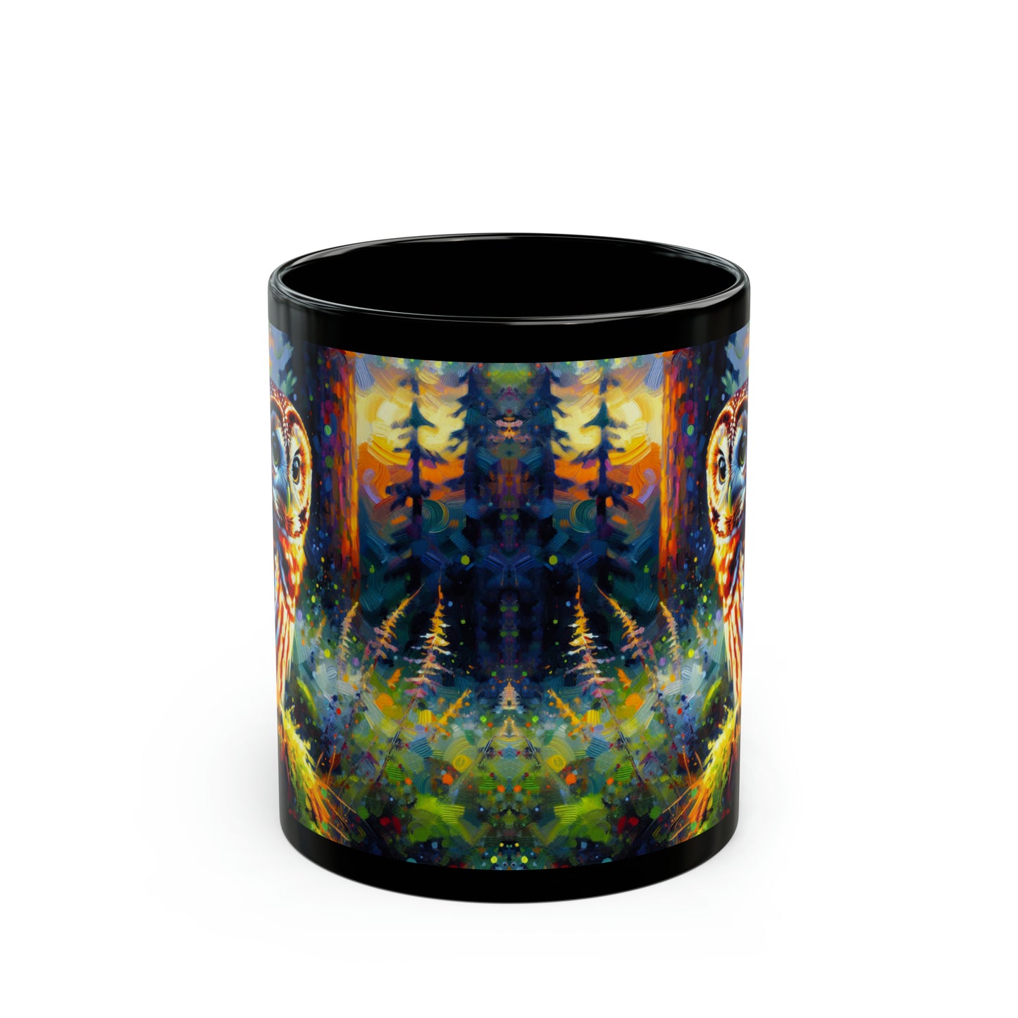 Barred Owl - Black Mugs (11oz, 15oz)