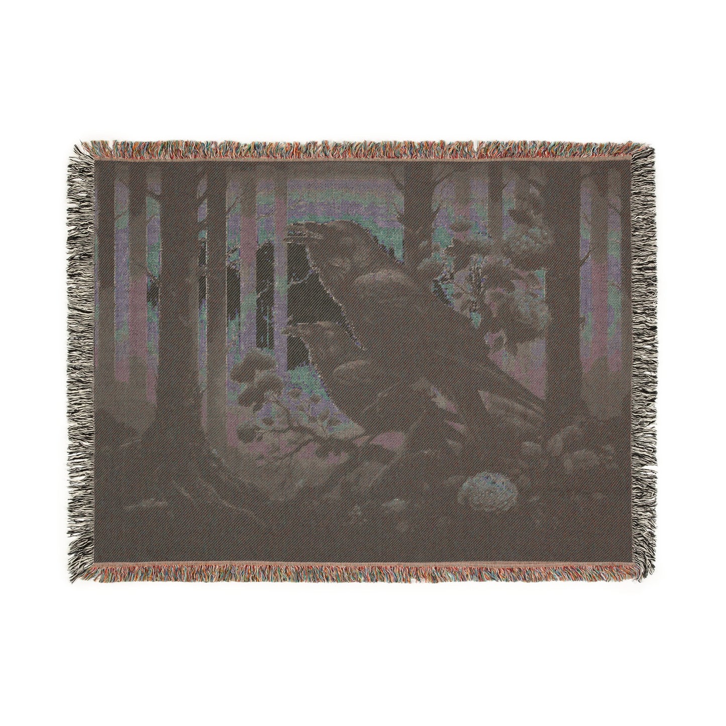 Mystical Raven Woven Blanket, Cozy Throw Blanket for Home Decor, Gift for Bird Lovers, Perfect for Fall and Halloween