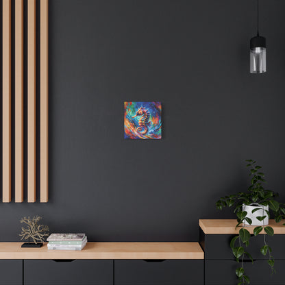 Expressionist Seahorse Canvas Wall Art - Stunning Aquatic Print
