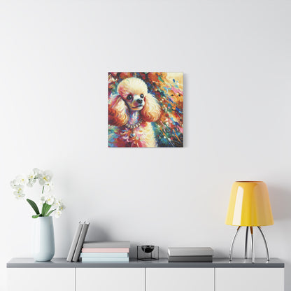 Cream Poodle with Pearls Expressionist Canvas Art Print