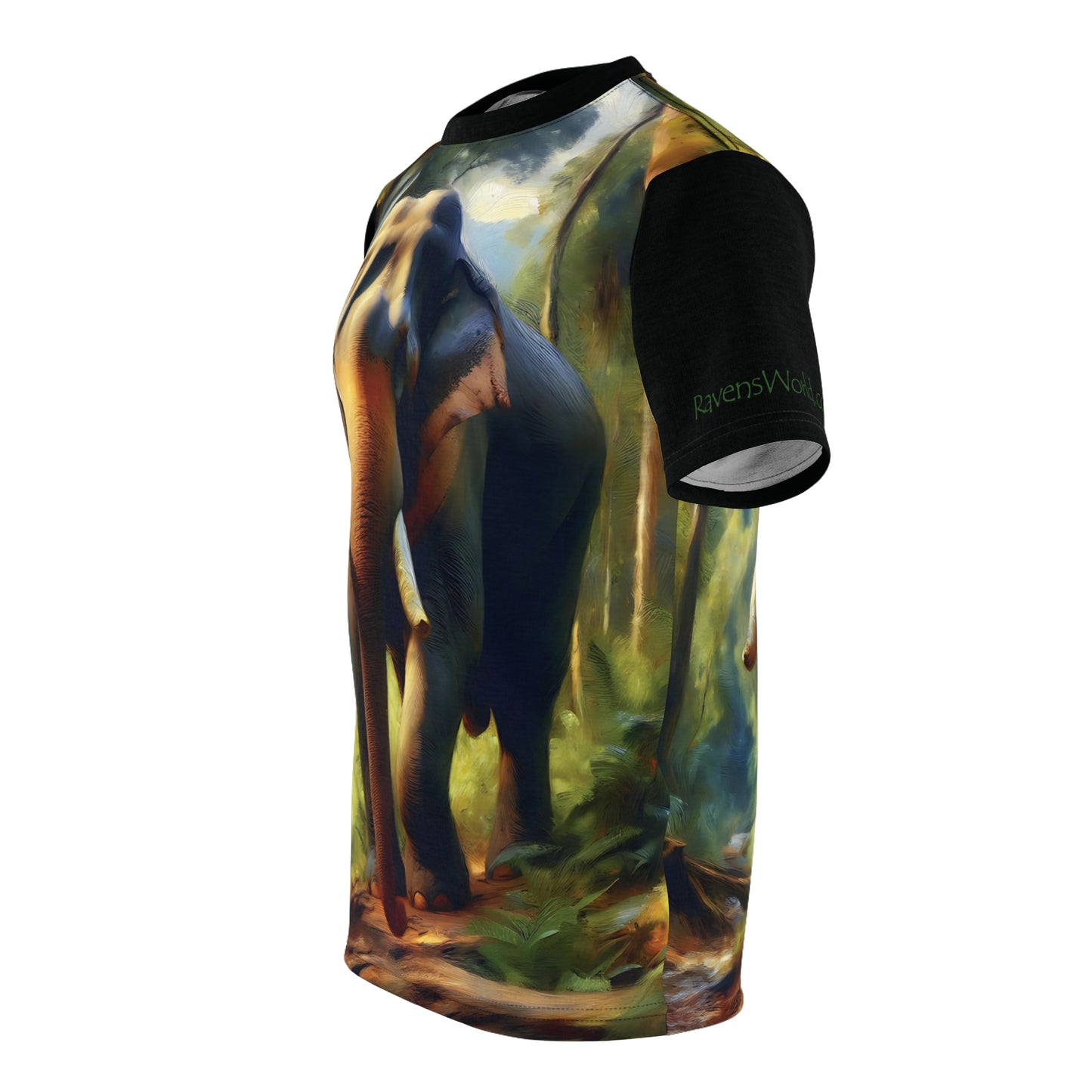 Asiatic Bull Elephant Vibrant Art Tee | Colorful Unisex Cut & Sew T-Shirt, Wildlife Apparel, Unique Graphic Tee, Birthday Gift
