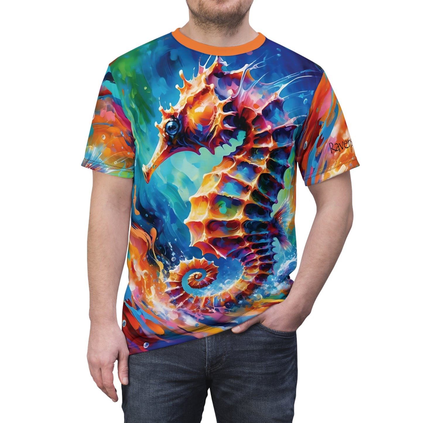 Expressionist Seahorse Unisex Cut & Sew All Over Print Tee