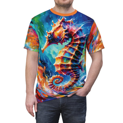 Expressionist Seahorse Unisex Cut & Sew All Over Print Tee