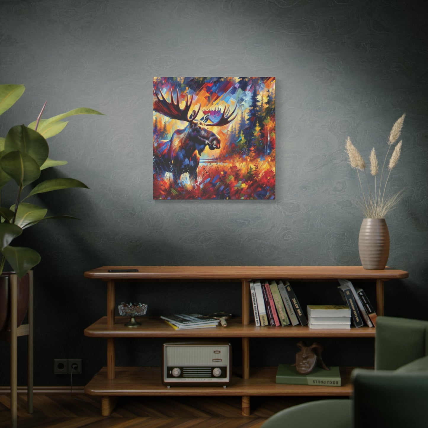 Sunset Moose Expressionist Canvas Art Print