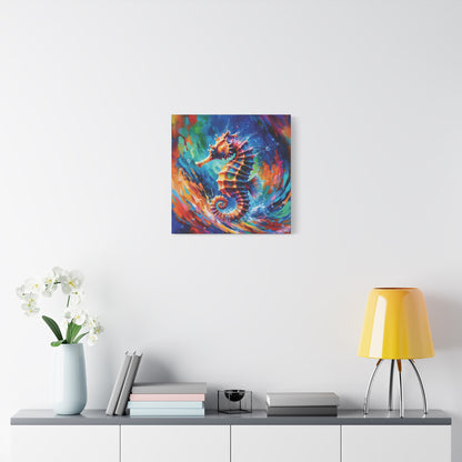 Expressionist Seahorse Canvas Wall Art - Stunning Aquatic Print