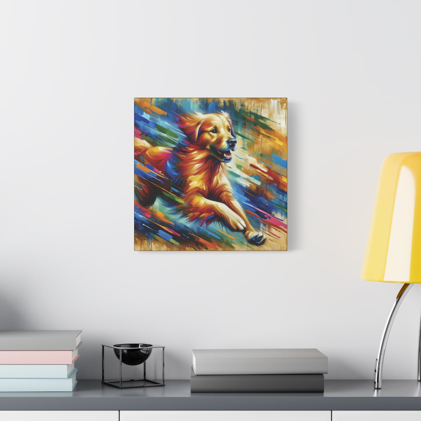 Golden Retriever Greeting Expressionist Canvas Art Print