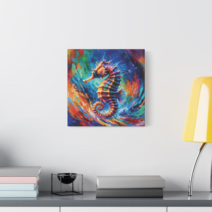 Expressionist Seahorse Canvas Wall Art - Stunning Aquatic Print