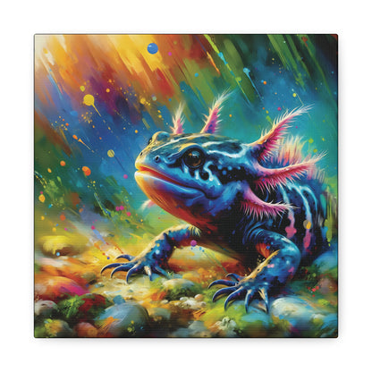 Axolotl Expressionist Art on Square Canvas