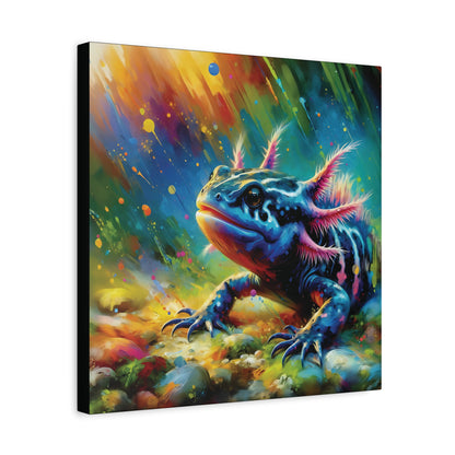 Axolotl Expressionist Art on Square Canvas