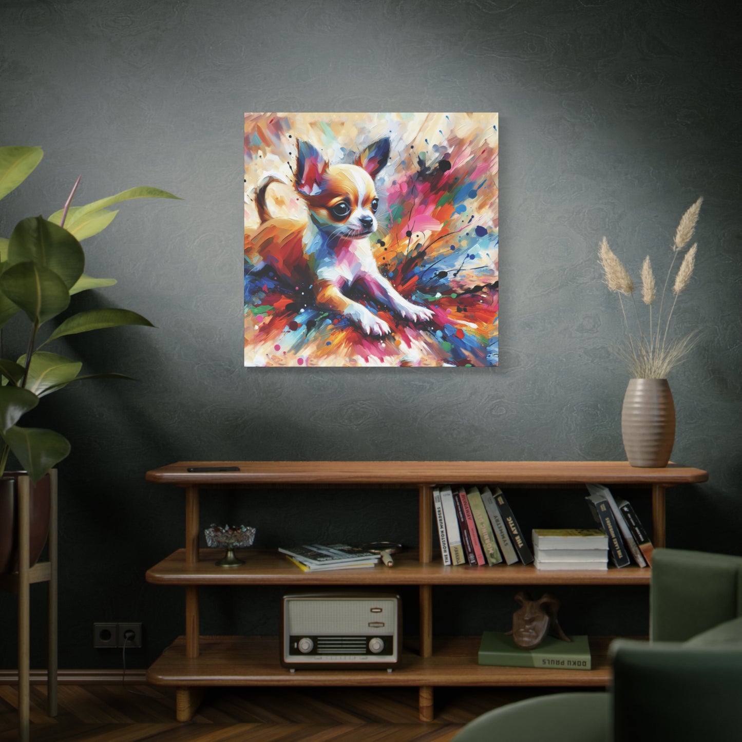 Chihuahua Mayhem Expressionist Canvas Art Print