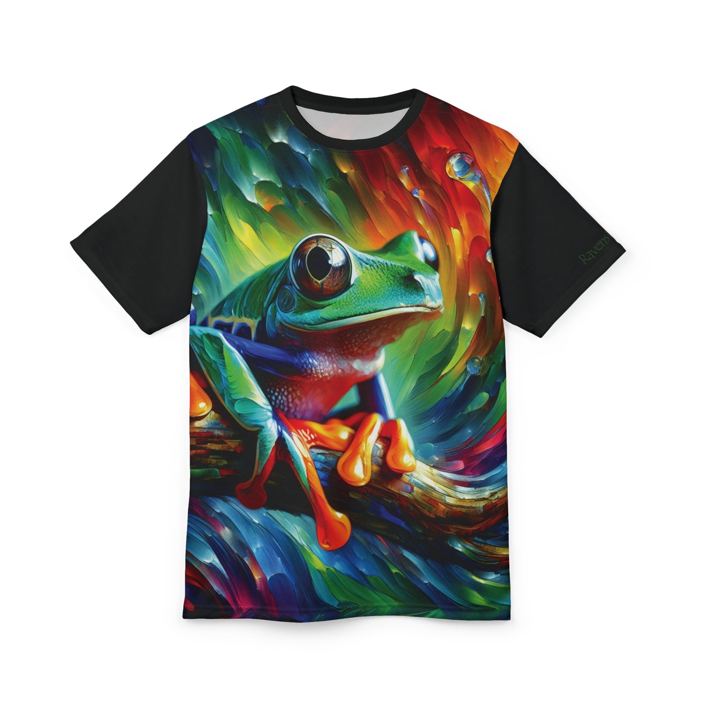 Treefrog Swirl Art Tee | Colorful Unisex Cut & Sew T-Shirt, Wildlife Apparel, Unique Graphic Tee