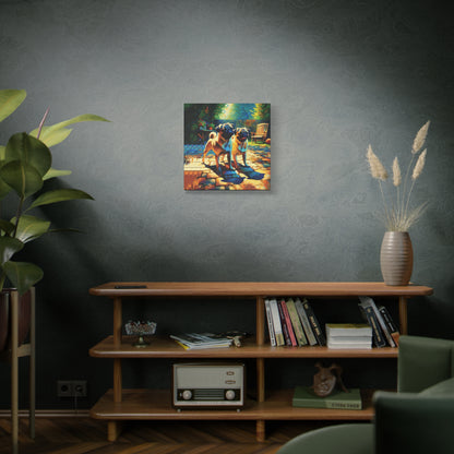 Fawn Pugs Expressionist Canvas Art Print
