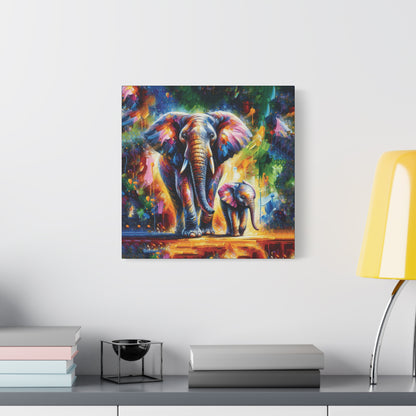 Celebrate Elephants! Expressionist Canvas Art Print