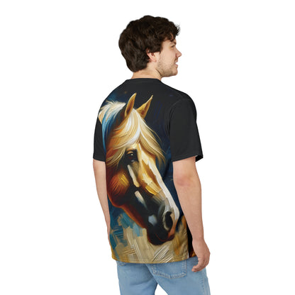 Palomino Horse Portrait Vibrant Art Tee | Colorful Unisex Cut & Sew T-Shirt, Wildlife Apparel, Unique Graphic Tee, Birthday Gift