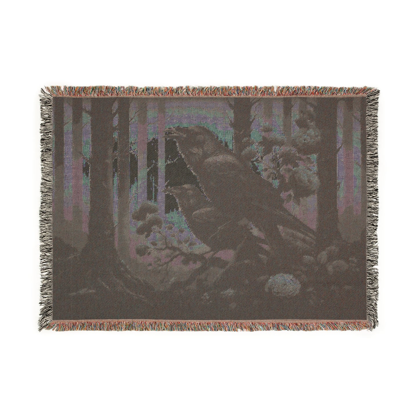 Mystical Raven Woven Blanket, Cozy Throw Blanket for Home Decor, Gift for Bird Lovers, Perfect for Fall and Halloween