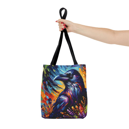 Colorful Raven Portrait Tote Bag - Stylish and Functional for Corvid Lovers
