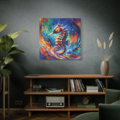Expressionist Seahorse Canvas Wall Art - Stunning Aquatic Print