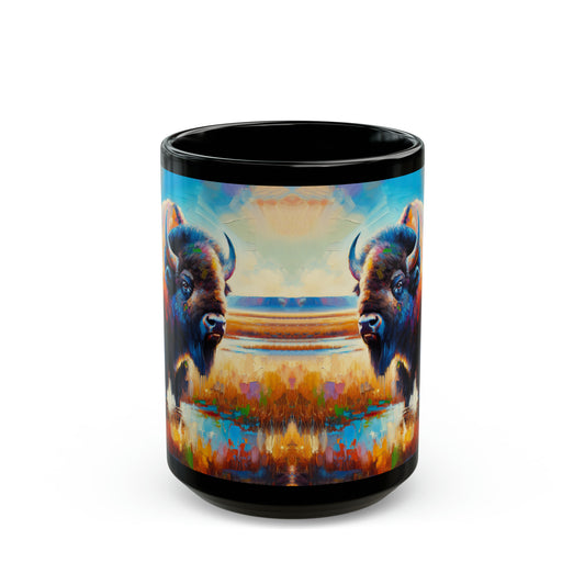 Lone Bison After Rain - Black Mug (11oz, 15oz)