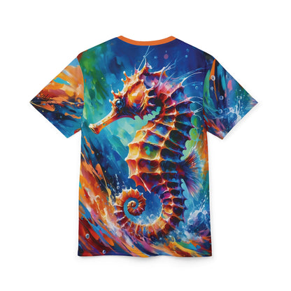 Expressionist Seahorse Unisex Cut & Sew All Over Print Tee