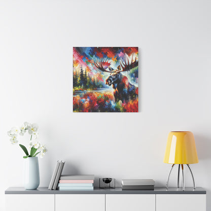 Sunrise Moose Expressionist Canvas Art Print