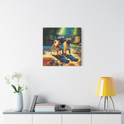 Fawn Pugs Expressionist Canvas Art Print